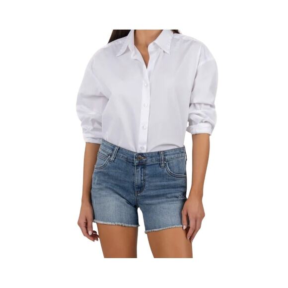 Kut From The Kloth Gidget Mid Rise Frayed Short Womens Jean Shorts Size 6 - Picture 9 of 9